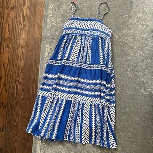 Blue and white midi dress